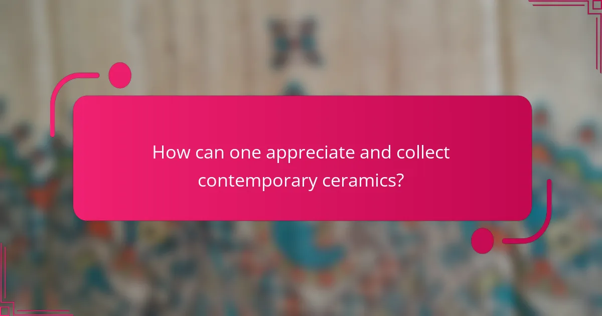 How can one appreciate and collect contemporary ceramics?