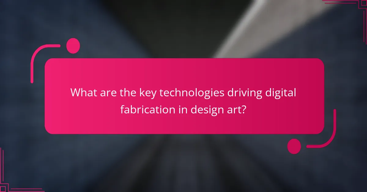 What are the key technologies driving digital fabrication in design art?